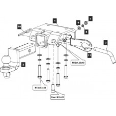 Фаркоп Baltex (заглушка с лого) для Volkswagen Amarok 2010-2020. Быстросъемный крюк. Артикул 26.1945.31Z