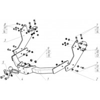 Фаркоп Bosal c кронштейнами для Газель NEXT (ЦМФ, бортовая) 2016-2020. Фланцевое крепление. Артикул 5614-F