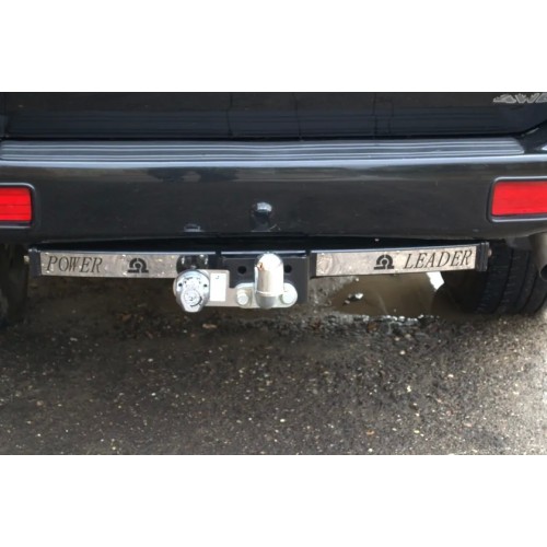 Фаркоп Лидер-Плюс для Mitsubishi Pajero Sport I 1998-2008 (с накладкой из нерж. стали). Фланцевое крепление. Артикул M107-F(N)