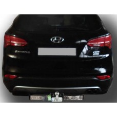 Фаркоп Лидер-Плюс для Hyundai Santa Fe III DM 2012-2018 (с накладкой из нерж. стали). Фланцевое крепление. Артикул H224-F(N)
