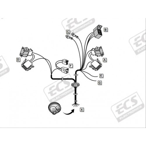 Штатная электрика фаркопа ECS (полный комплект) 7-полюсная для Ford Galaxy I 2000-2006. Артикул VW011BB