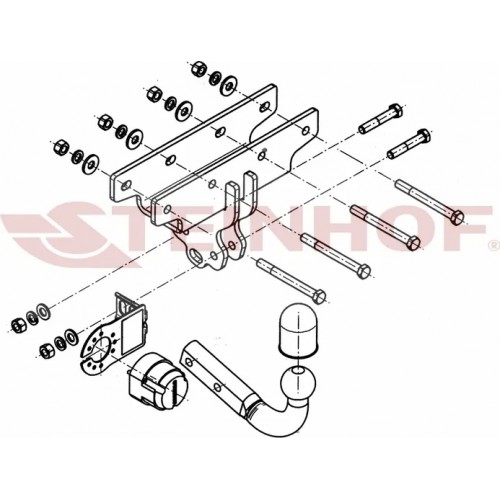 Фаркоп Steinhof для Jeep Wrangler JK 2007-2018. Артикул J-071