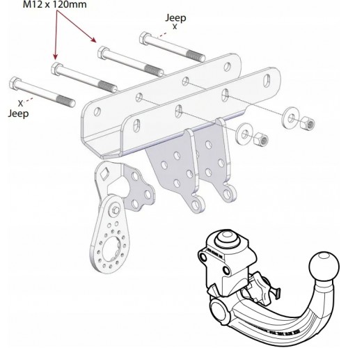 Фаркоп Westfalia для Jeep Wrangler JK 2007-2018. Быстросъемный крюк. Артикул 306535600001